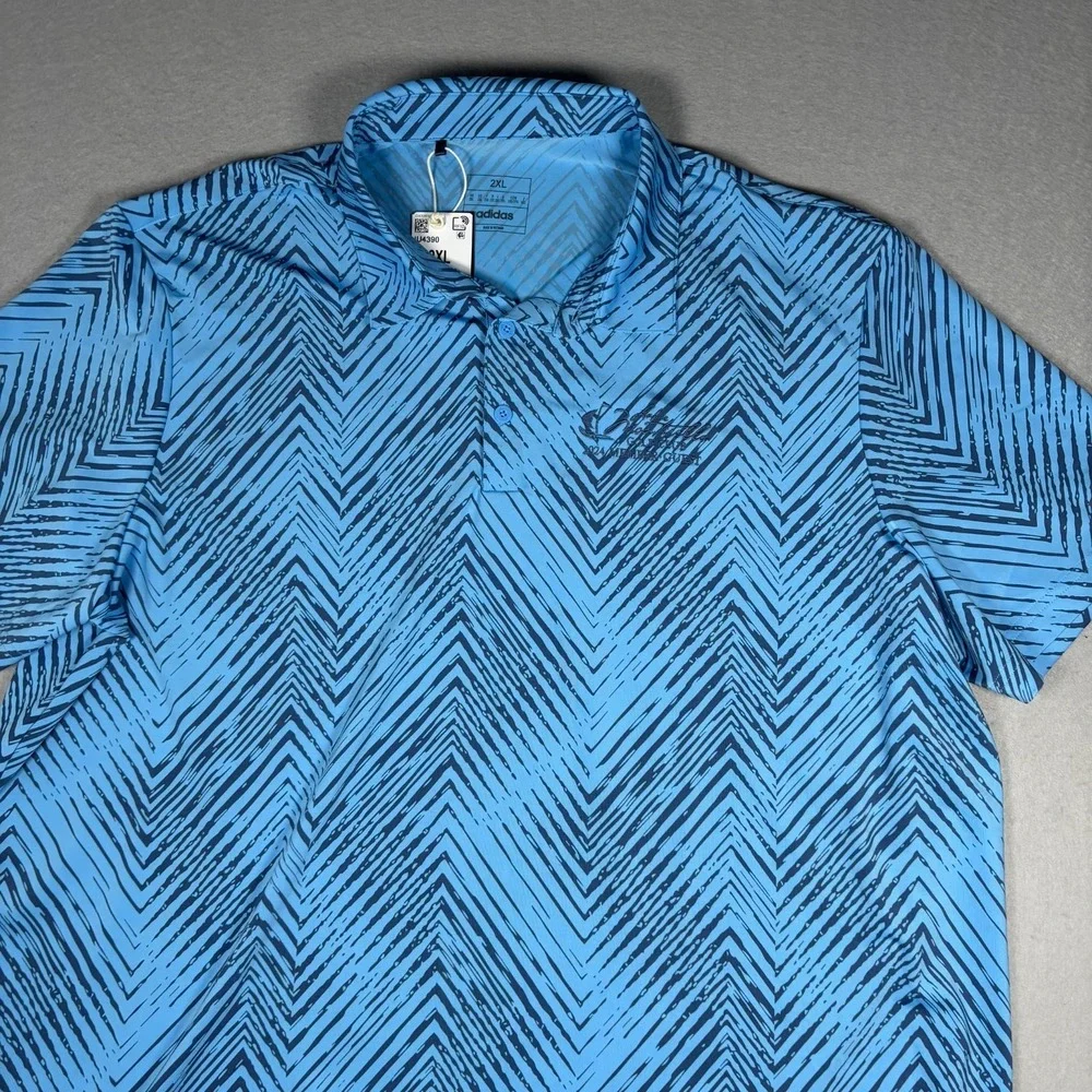 Adidas Men's All Over Print Polo Shirt Semi Blue Burst Golf Performance Size 2XL